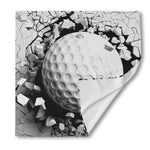 Golf Ball Breaking Wall Print Silk Bandana