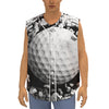 Golf Ball Breaking Wall Print Sleeveless Baseball Jersey