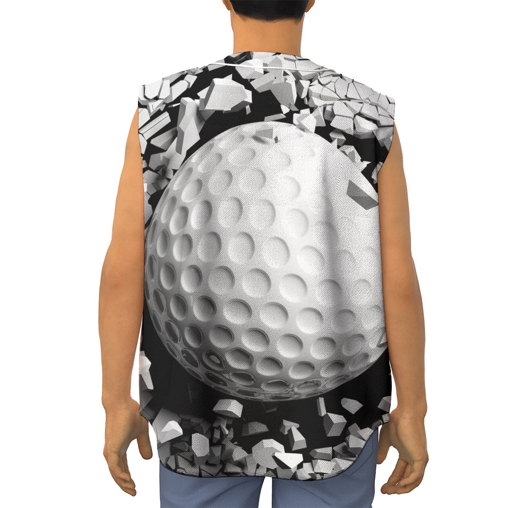 Golf Ball Breaking Wall Print Sleeveless Baseball Jersey