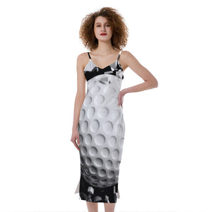 Golf Ball Breaking Wall Print Slim Fit Midi Cami Dress