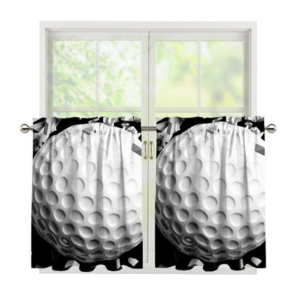 Golf Ball Breaking Wall Print Tier Curtains