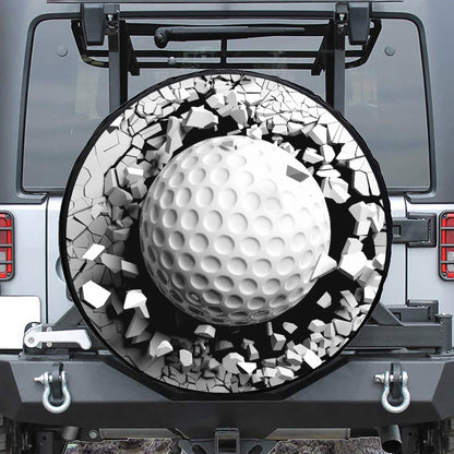 Golf Ball Breaking Wall Print Tire Cover