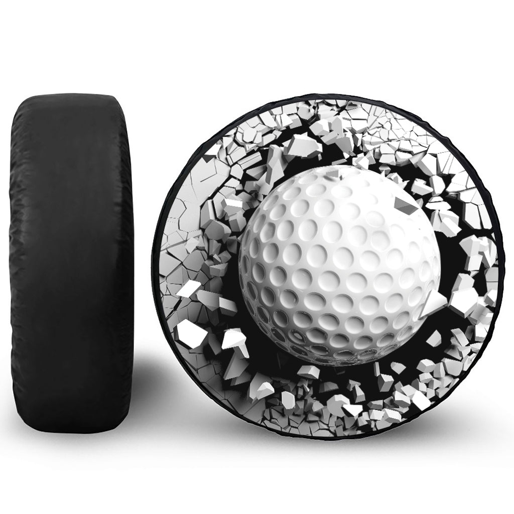 Golf Ball Breaking Wall Print Tire Cover