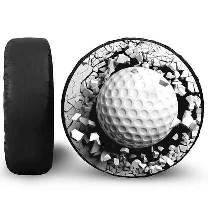 Golf Ball Breaking Wall Print Tire Cover