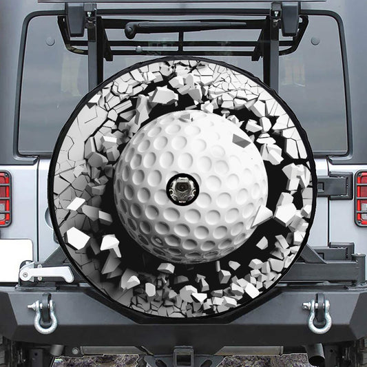 Golf Ball Breaking Wall Print Tire Cover With Camera Hole