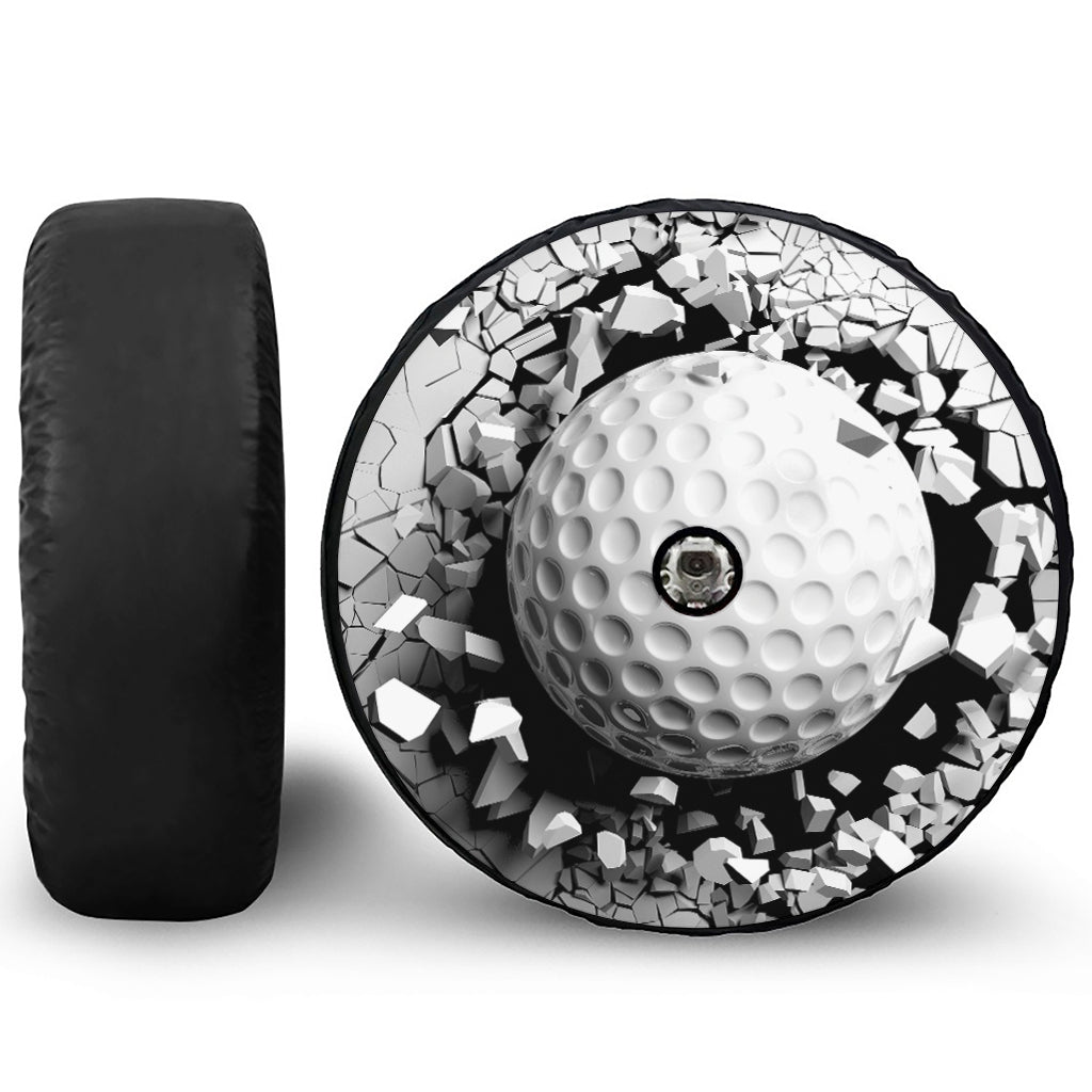 Golf Ball Breaking Wall Print Tire Cover With Camera Hole