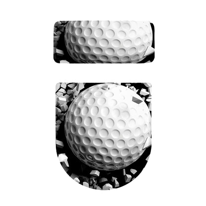 Golf Ball Breaking Wall Print Toilet Lid And Tank Cover Set