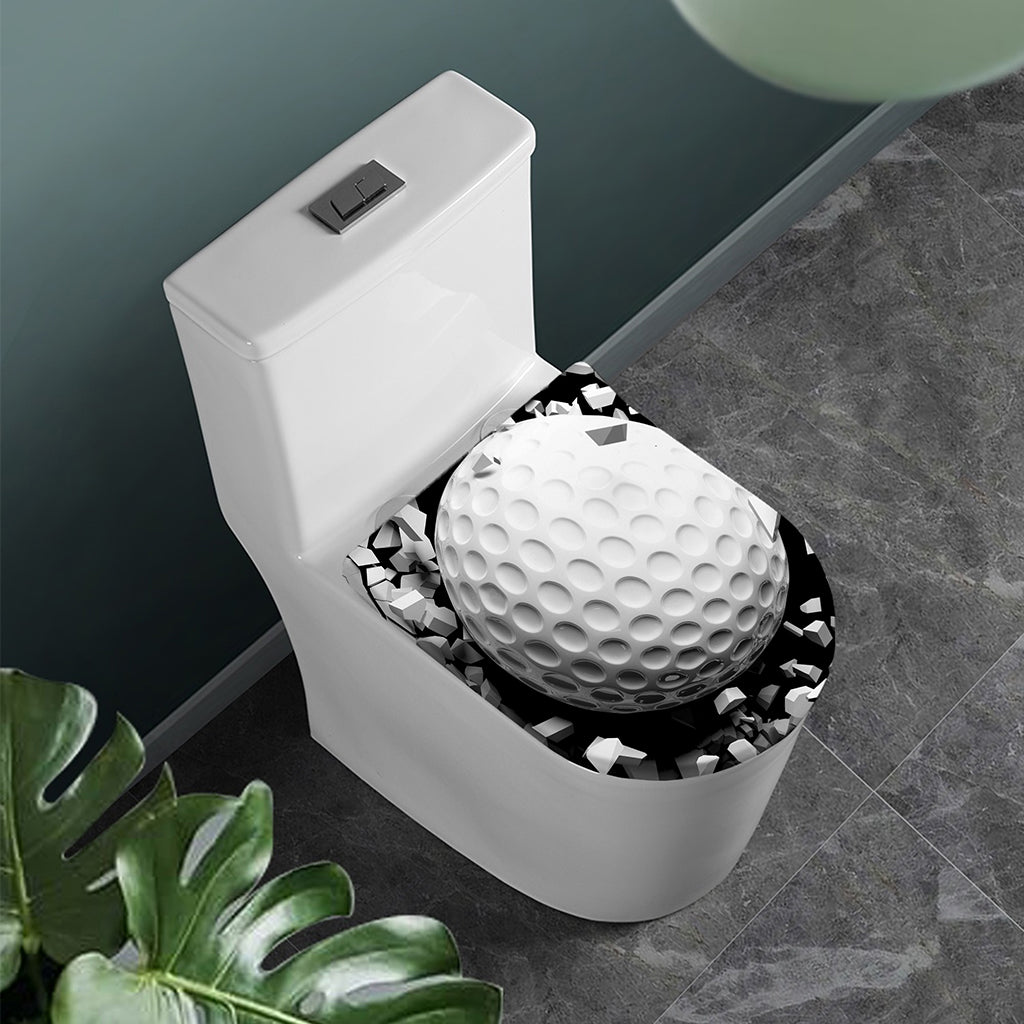 Golf Ball Breaking Wall Print Toilet Lid Cover
