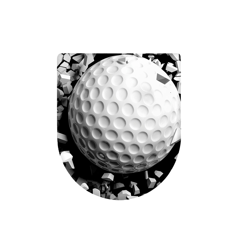 Golf Ball Breaking Wall Print Toilet Lid Cover