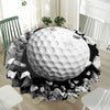 Golf Ball Breaking Wall Print Waterproof Round Tablecloth