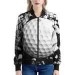 Golf Ball Breaking Wall Print Women's Bomber Jacket