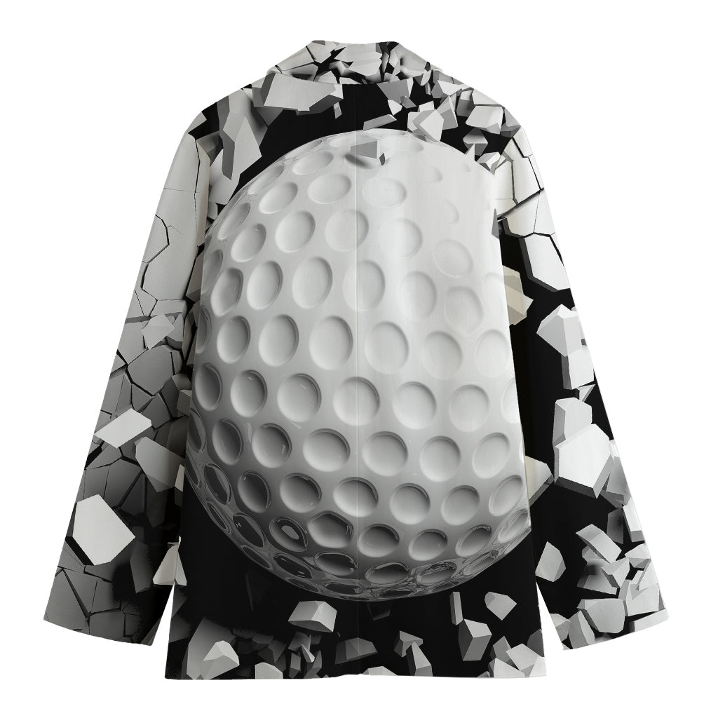 Golf Ball Breaking Wall Print Women's Cotton Blazer