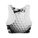Golf Ball Breaking Wall Print Women's Sports Bra