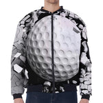 Golf Ball Breaking Wall Print Zip Sleeve Bomber Jacket