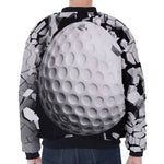 Golf Ball Breaking Wall Print Zip Sleeve Bomber Jacket