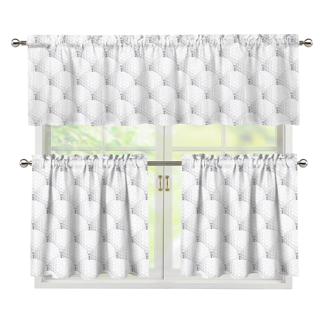 Golf Ball Pattern Print 3 Piece Kitchen Curtains