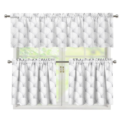 Golf Ball Pattern Print 3 Piece Kitchen Curtains