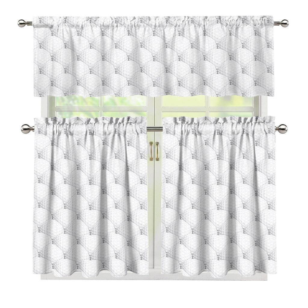 Golf Ball Pattern Print 3 Piece Kitchen Curtains