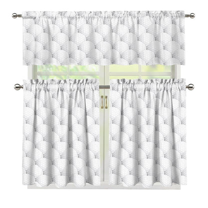 Golf Ball Pattern Print 3 Piece Kitchen Curtains