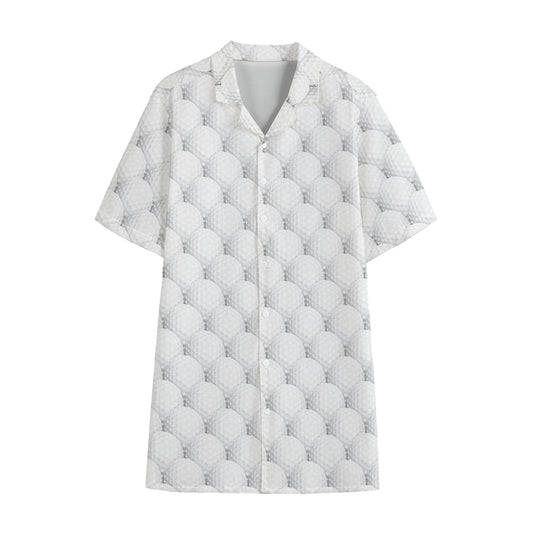 Golf Ball Pattern Print Cotton Hawaiian Shirt