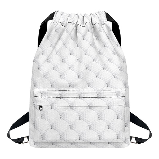 Golf Ball Pattern Print Drawstring Backpack