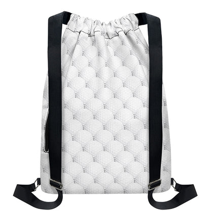 Golf Ball Pattern Print Drawstring Backpack