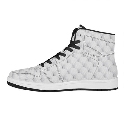 Golf Ball Pattern Print High Top Leather Sneakers