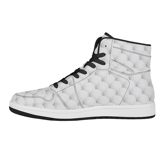 Golf Ball Pattern Print High Top Leather Sneakers