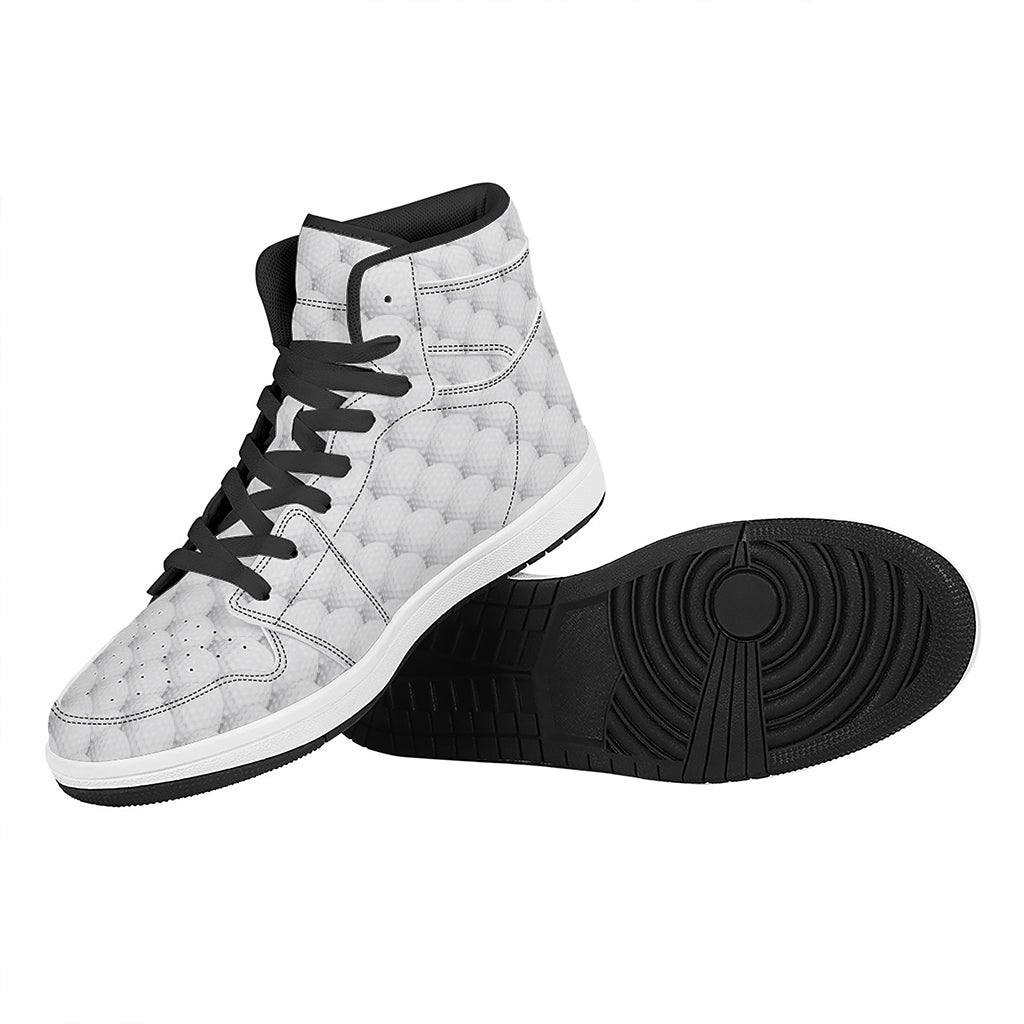 Golf Ball Pattern Print High Top Leather Sneakers