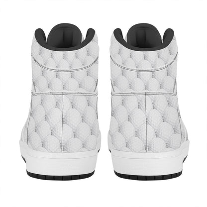 Golf Ball Pattern Print High Top Leather Sneakers
