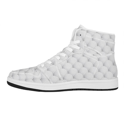 Golf Ball Pattern Print High Top Leather Sneakers