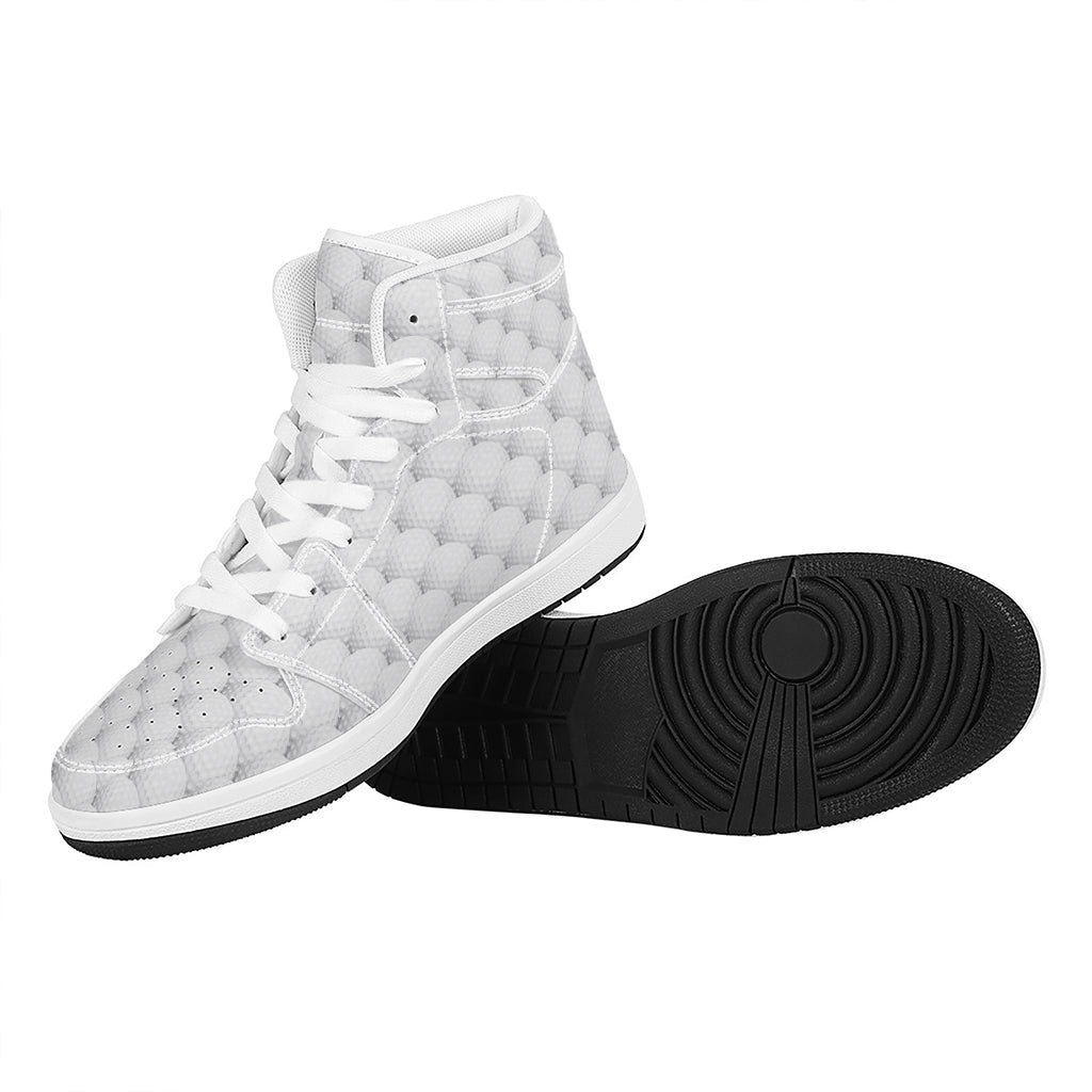 Golf Ball Pattern Print High Top Leather Sneakers