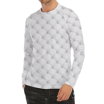 Golf Ball Pattern Print Men's Long Sleeve Rash Guard