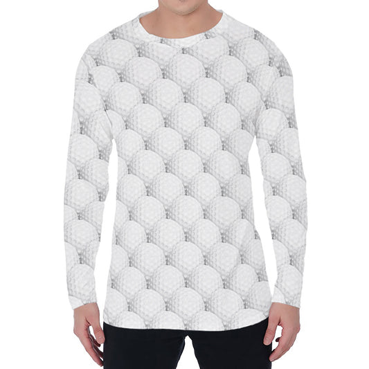 Golf Ball Pattern Print Men's Long Sleeve T-Shirt