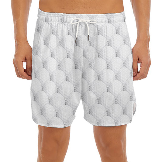 Golf Ball Pattern Print Men's Split Running Shorts