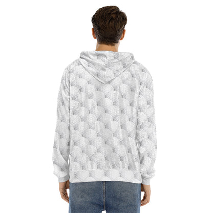 Golf Ball Pattern Print Men's Velvet Pullover Hoodie