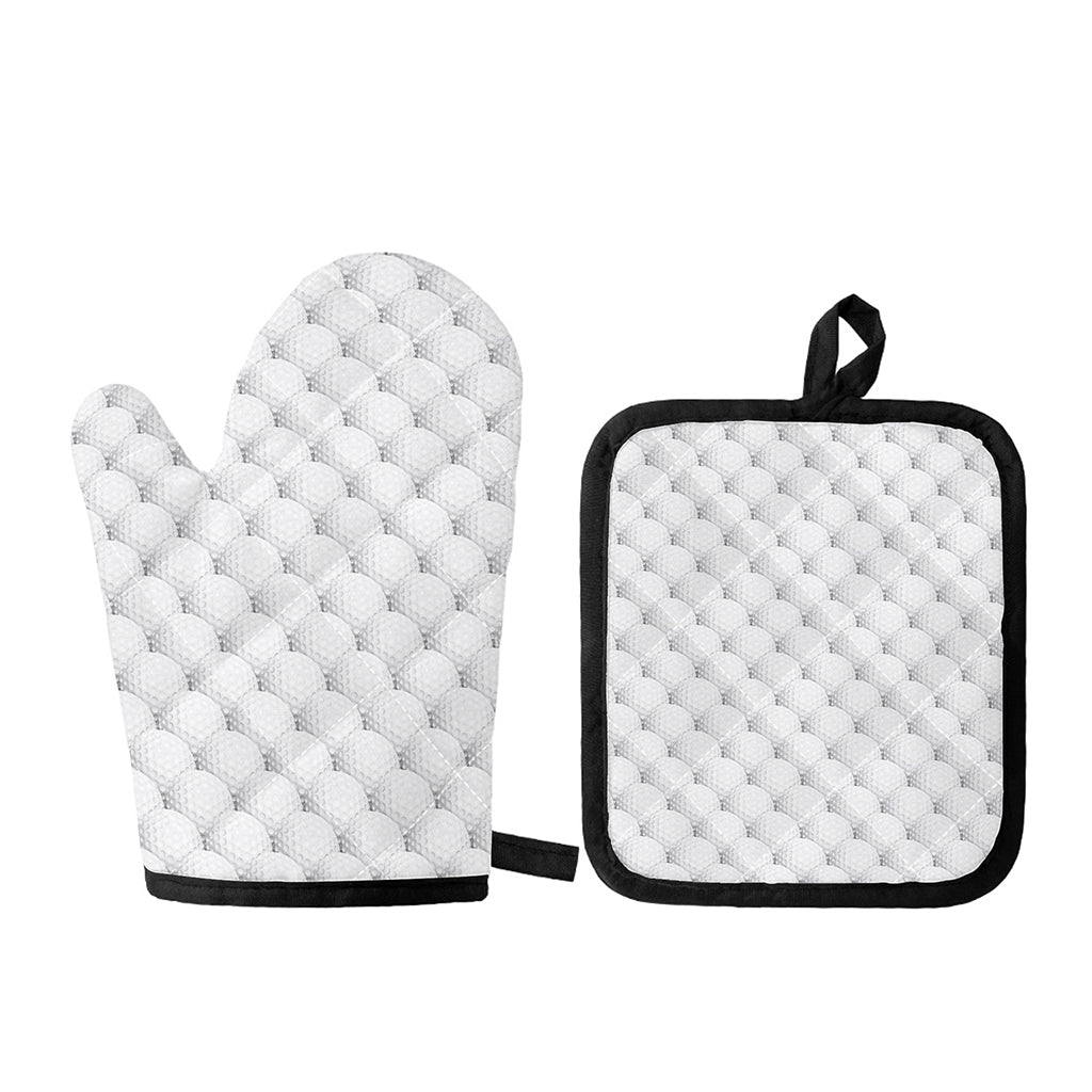 Golf Ball Pattern Print Oven Mitt And Pot Holder Set