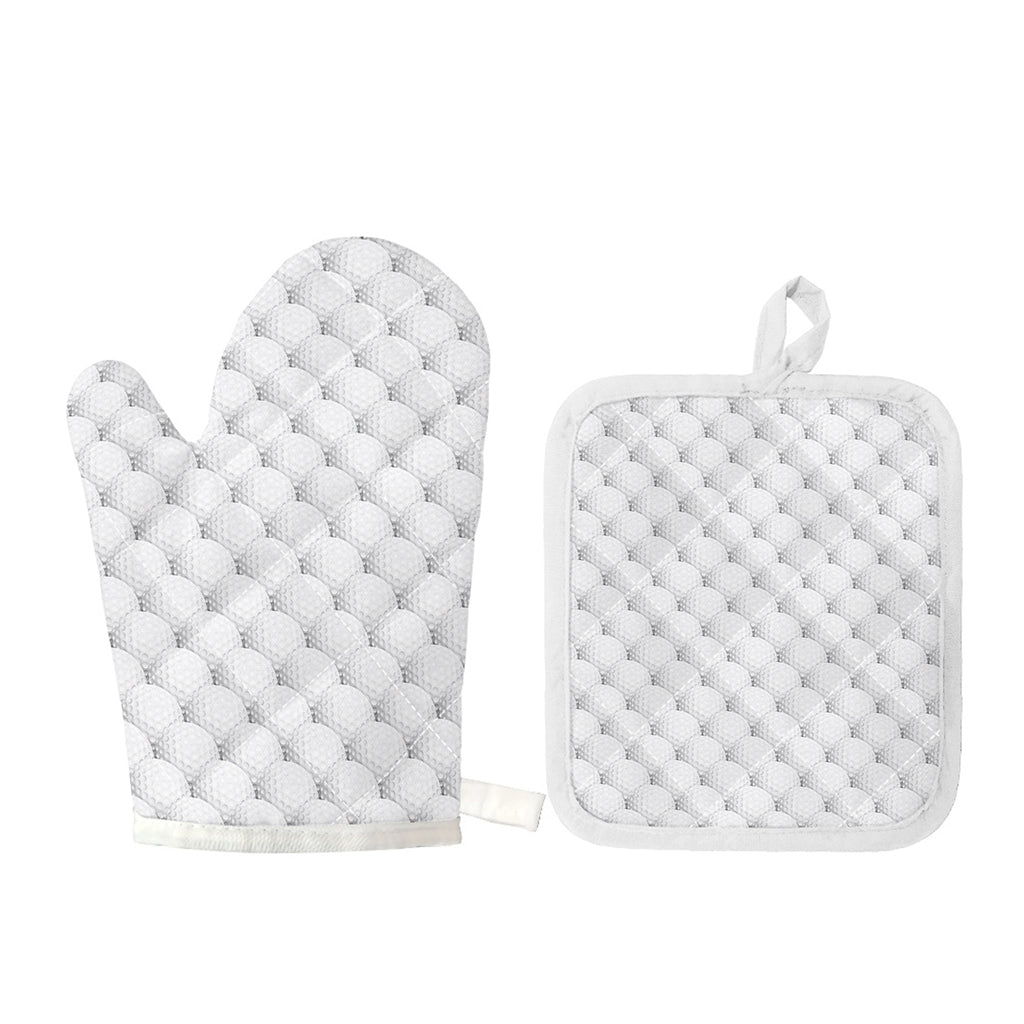 Golf Ball Pattern Print Oven Mitt And Pot Holder Set