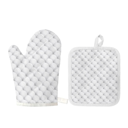 Golf Ball Pattern Print Oven Mitt And Pot Holder Set