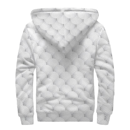 Golf Ball Pattern Print Sherpa Lined Zip Up Hoodie