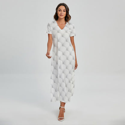 Golf Ball Pattern Print Short Sleeve Maxi Dress