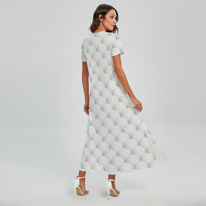 Golf Ball Pattern Print Short Sleeve Maxi Dress