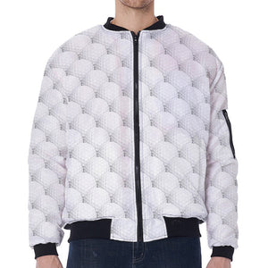 Golf Ball Pattern Print Zip Sleeve Bomber Jacket