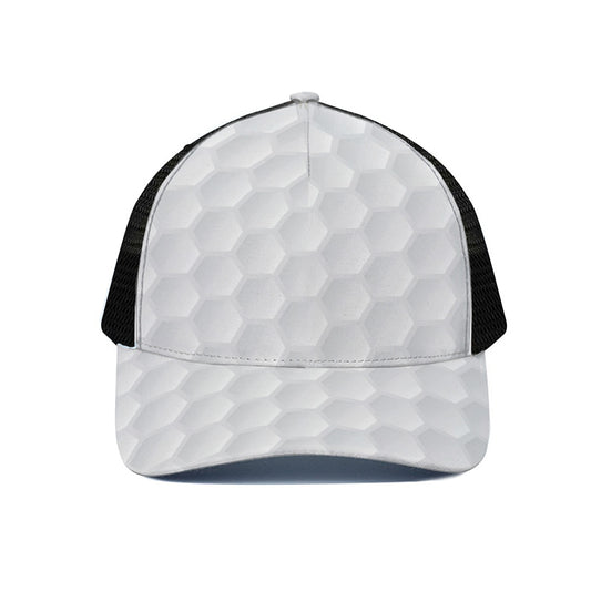 Golf Ball Print Black Mesh Trucker Cap
