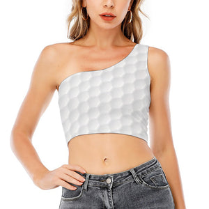 Golf Ball Print One Shoulder Crop Top