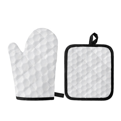 Golf Ball Print Oven Mitt And Pot Holder Set