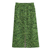 Golf Course Grass Print Cotton Front Slit Maxi Skirt