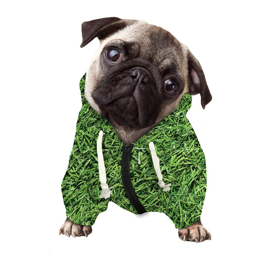 Golf Course Grass Print Dog Zip Up Hoodie