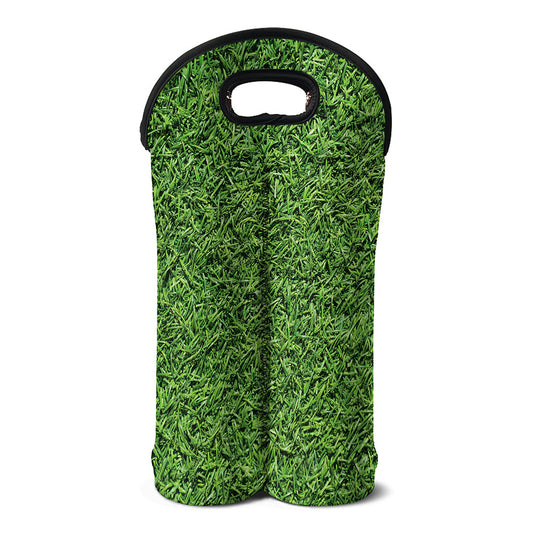 Golf Course Grass Print Double Neoprene Wine Tote