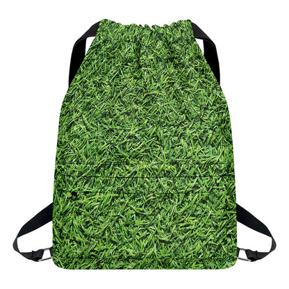 Golf Course Grass Print Drawstring Backpack